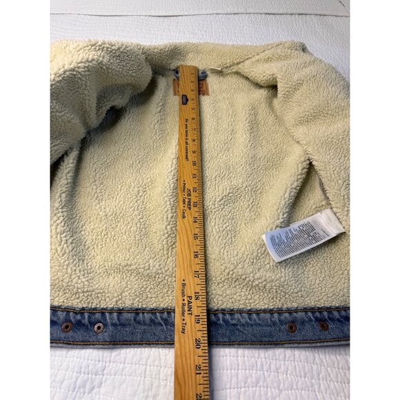 Levis Women SZ M Sherpa Trucker Denim Cotton Jacket Casual Rodeo - Picture 5 of 8